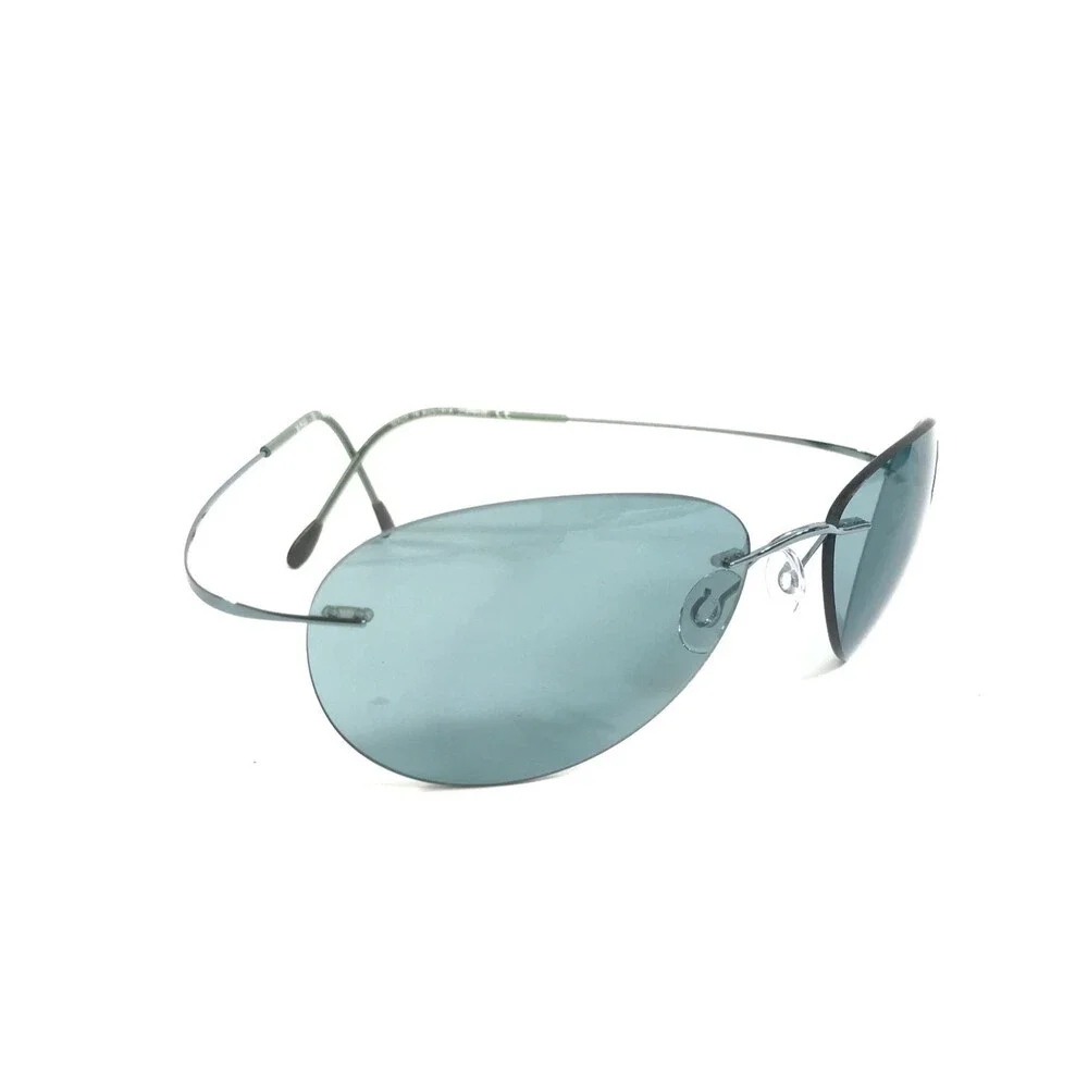 Silhouette Sunglasses M8568 /45 6075 Blue Rimless Frames with Light Blue Lenses